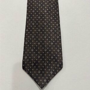 Sophisticated Patterned Tie - Black/Brown/Silver A Foulard Tie